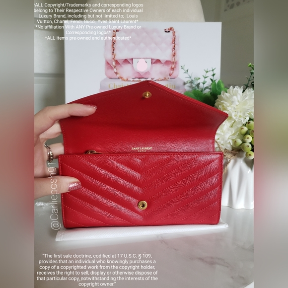 *SOLD* Authentic Pre-owned Yves Saint Laurent Grain De Poudre Envelope Wallet - Picture 6 of 14